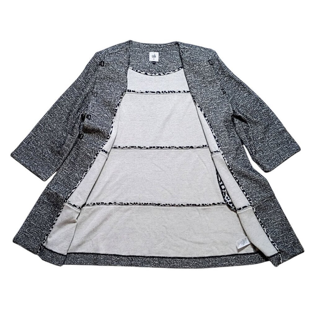 Cabi The Times Jacket Black White Tweed Open Front Cardigan Coat Women’s Medium - Picture 4 of 10